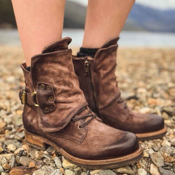 A.S.98 Shoes - AS 98 Women’s Brown Leather Boots Sz 37, US 6-6.5 Boho Western Grunge Statement